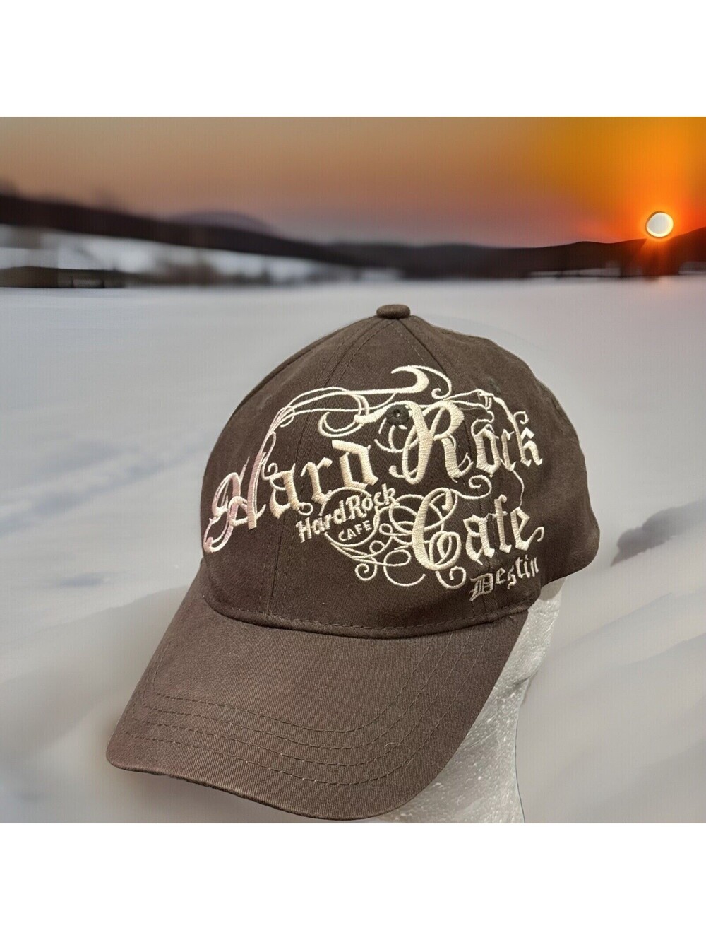 Hard Rock Cafe Destin Florida Spring Break Brown Flex-fit Baseball Cap Sz M/L
